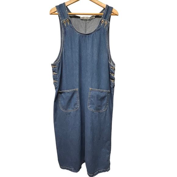 Vintage Smart Objects Cotton Denim Jean Sleeveless Overall Dress Plus Size 1X - Picture 1 of 5